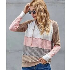 Classic women’s bonfire knitted hoodie long sleeve 💯acrylic multicolor size M